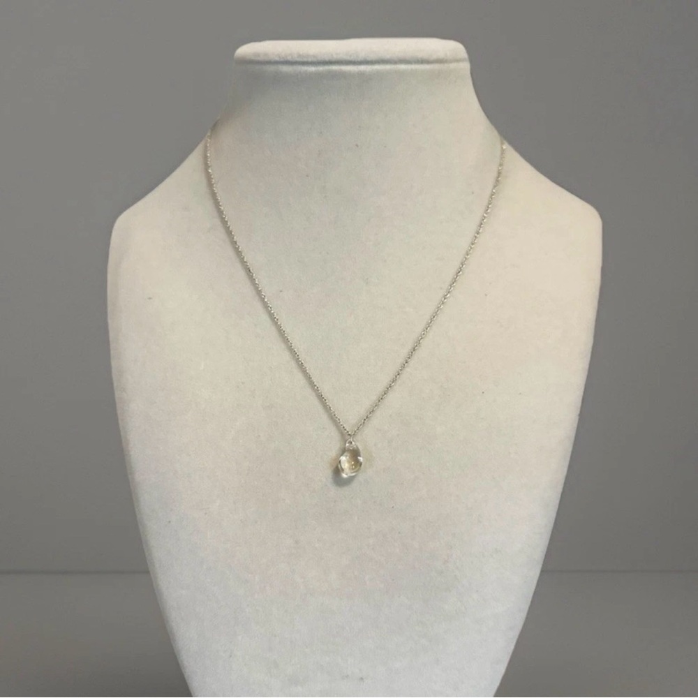 Tiffany & Co Elsa Peretti Rock Crystal Quartz Teardrop Pendant Necklace 925